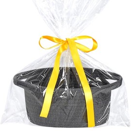 ABenkle Small Storage Mini Basket - Cute Tiny Cotton Rope Woven Boho Decorative Toy Dog Cat Container for Nursery, Empty Gift With Gift Bags and Ribbon - Dark Gray