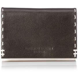 Catherine Hamnet London Coin Purse, Color Tailored 2, Made in High Quality Domestic Antique Kip Leather (Cow Leather), Coin Case with Key Ring, Black