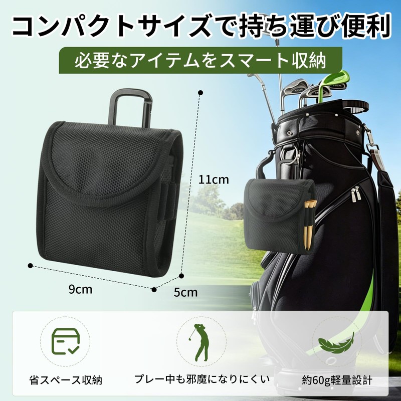 Pokmill Golf Ball Case, Golf Ball Case, Pouch, with Carabiner,