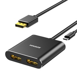 DisplayPort Splitter, 4K@60Hz DisplayPort to Dual displayPort Adapter, Display Port MST Hub for Dual Monitors, DP 1.4 Splitter 1 in 2 Out for Desktop, Laptop,Extend Display