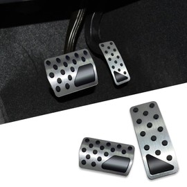 Wedcool 2PCS Brake Foot Pedals, Aluminum Brake Kits, Foot Pedal Pad Replacement, Non-Slip Car Pedal Covers, Auto Aluminum Pedal Covers Accessories, Car Accelerator Proctection Covers for Jeep (Silver)