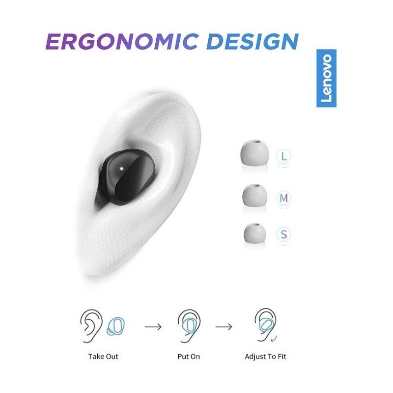 Lenovo True Wireless Earbuds Bluetooth 5.0 IPX5 Waterproof - NEW