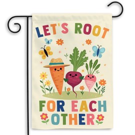 MAIANEY [12"x18"] Let's Root for Each Other Garden Flag – Cute Vegetable Motivational Yard Banner, Double Sided Outdoor Decor for Teachers, Nurses, Classrooms, or Garden