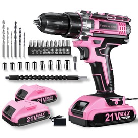 KELNOW Drill, 21V Cordless Drill with Dual 2.0Ah Power Pack and Charger, Electric Power Drills Set, 3/8 Inch Chuck, 25+1 Torque, 2 Speed 29 Accessories Tool for DIY, Gifts