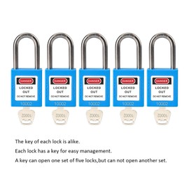 TAEGIQI 5 Blue Lockout Tagout Locks,Keyed Alike,OSHA Compliant Safety Locks(Blue, Keyed Alike)