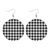 Swono Houndstooth Round Faux Leather Earrings for Women Black and