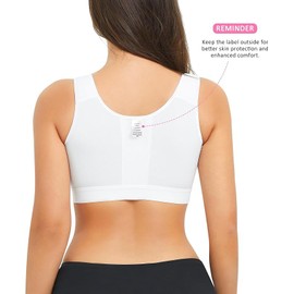 Nebility Zip Front Closure Sports Bra for Women Everyday Support Bra Compression Workout with Adjustable Straps Wirefree White