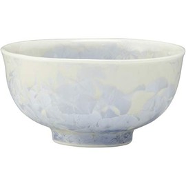 Kyo Ware KTA467-01 Kiyomizu Ware Ceramic Kiln Rice Bowl, Large Flower Crystal, Silver Flower