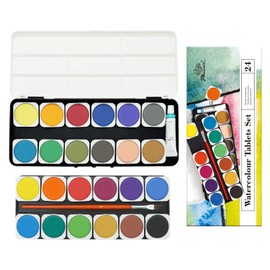 PHOENIX Watercolor Paint Set of 24 Colors with Plastic Palette & Paint Brush Watercolor Pan Set for Kids, Students, Beginners & Artists