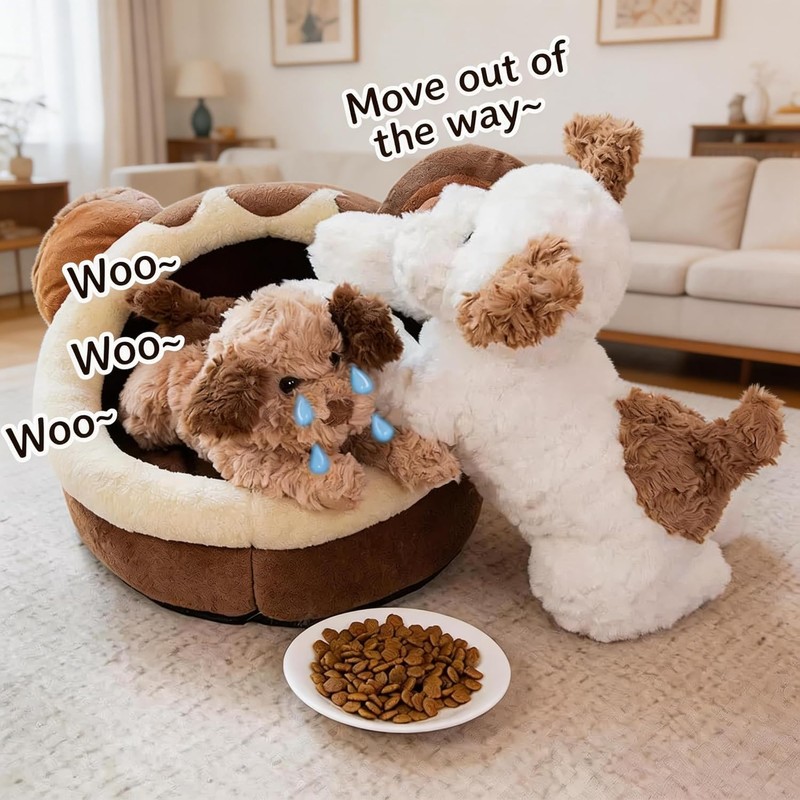 15" Puppy Stuffed Animals, Brown Dog Animals Plush Toys for