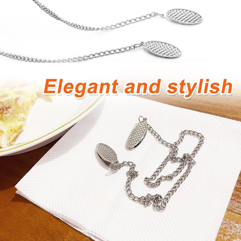 4 Pcs Napkin Chain with Clip Silver, Personal Serviette Chain