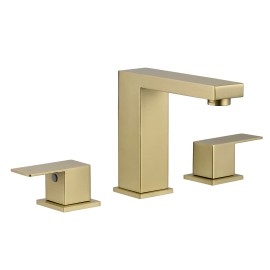 8 Inch Modern Waterfall Bathroom Faucet Widespread Sink Faucet Two-Handle Design 3-Hole Stainless Steel Material for HotelsColor: Brushed Gold, Surface Finishing: Brushed Gold