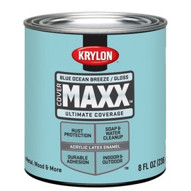 Krylon K09602000 COVERMAXX - Half Pint, Gloss Blue Ocean Breeze, 8 Ounce