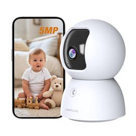 CINMOORE 5G Security Camera Indoor - 3K Pet/Dog Camera with Speaker/Phone App | PTZ WiFi Baby Monitor for Home Security | 0-Glow Night Vision, 2-Way Talk, AI Tracking, Facial Recognition & Time Lapse