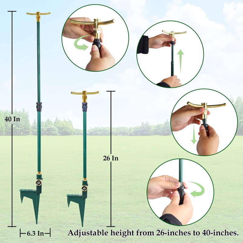 ARICOR 2 Pack 3-Arm Garden Sprinkler, 360 Degree Rotation Garden