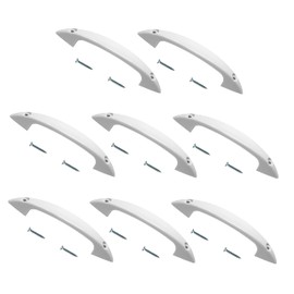 TERF® D-Shape Front Fix Pull Handle 125mm (5 inch) White Plastic Including Fixing Screw for Kitchen Cupboard Cabinet Drawer Wardrobe Door Pull Handle - Pack of 8