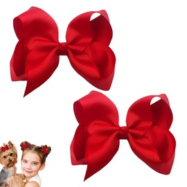 2PCS Red Hair Accessories Bows for Girls, Ribbon Hair Bow Clips Barrettes, For Children Kids Girls Women