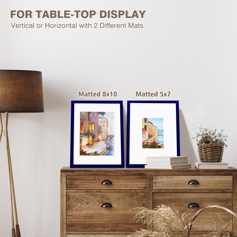 KINLINK 11x14 Picture Frame Navy, Solid Wood Frame 11x14 with