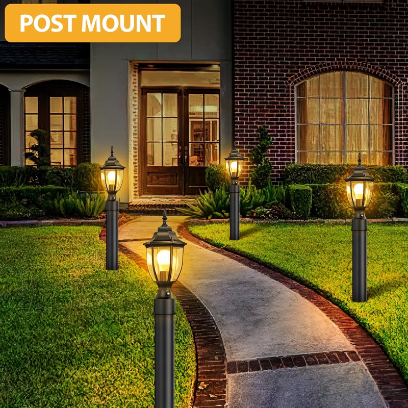 Lamomo Outdoor Post Lights, 2 Packs Dusk to Dawn Lamp