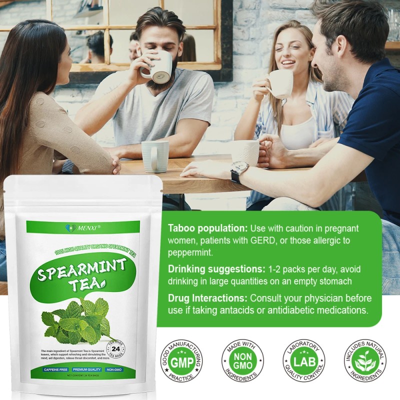MENXI 24 Pure Spearmint Tea Bags Caffeine Free Promote Digestion