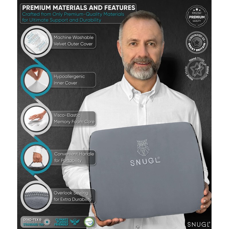 SNUGL Lower Back Support Cushion Grey