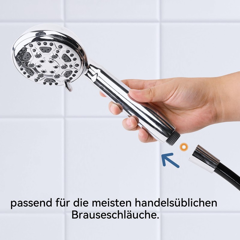 HNNHOME HydroPulse 100 mm Handbrause Hochdruck-Duschkopf, 6 Sprühmodi, universeller Power-Duschkopf-Ersatz