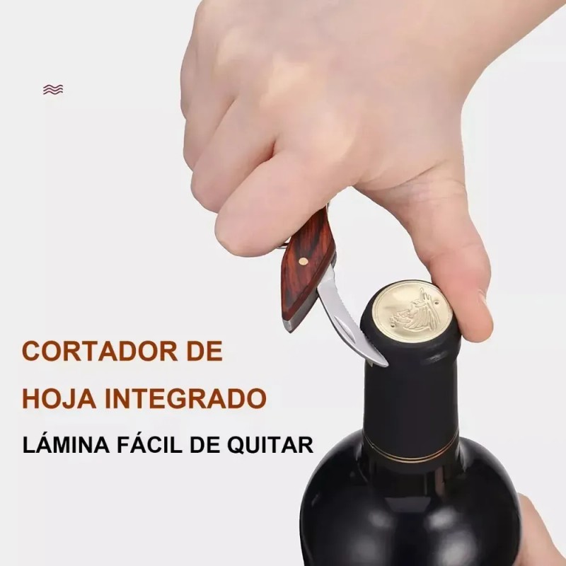 Sacacorchos profesional para vino con mango de acero inoxidable y