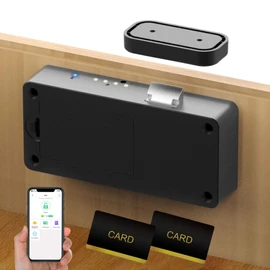 Anweller Smart Cabinet Lock, Hidden No Drill Adhesive Baby Proofing Child Proof Drawer Locks, Keyless RFID Bluetooth Cabinet Locks for Adults File Kitchen Cupboard Closet Liquor - Black