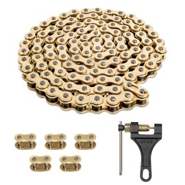 Belleone 520 Gold Motorcycle Chain 110 Links with Chain Breaker, 520 Drive Bike Roller Chain with 5 Master Links