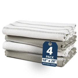 LANE LINEN Kitchen Towels Set - Pack of 4 Cotton Dish Towels for Drying Dishes, 18”x 28”, Absorbent Tea Towels, Quick Drying Kitchen Towel Set - Grey