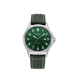 Rotary Mens Pilot Analogue Quartz Watch with Green Dial and Green Canvas Strap GS00473/56