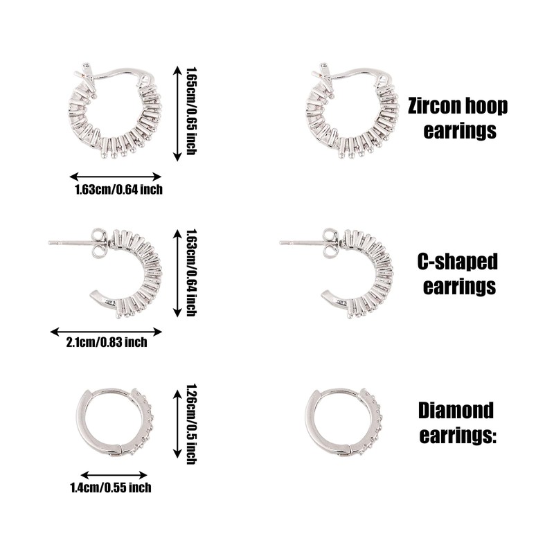 Mikovivi Silver Hoop Earrings for Women, Small Zirconia Huggie Hoop