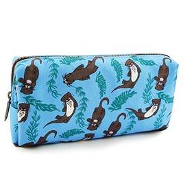 LPakin Cute Otter Canvas Pencil Case Canvas Pen Bag Pouch Gadget Stationary Case Makeup Cosmetic Bag Kawaii Box