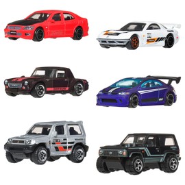 Hot Wheels - Streets of Japan, Set di 6 Veicoli Giapponesi in Scala 1:64 con Decorazioni Premium e Dettagli da Collezione, Giocattolo per Bambini, 3+ Anni, JLB23