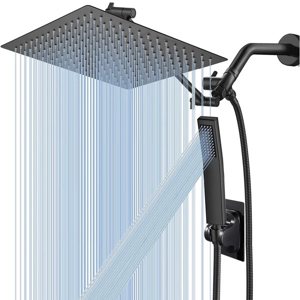 BELLEARLY All Metal 12'' Rain/Rainfall Shower Head with Handheld Spray