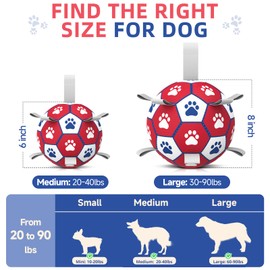 Diman Dog Balls, Dog Soccer Ball with Straps for Indoor Outdoor Play, Pet Toys Balls for Small Medium Dogs, Dog Birthday Gift, Interactive Dogs Toy for Tug of War (6 inch)