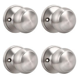 KNOBWELL 4 Pack Dummy Door Knob Interior, Keyless Closet Door Knobs Satin Nickel Dummy Door Knob, Inactive Door Knobs for French, Individual Non-Turning Dummy Door Knob Single Side