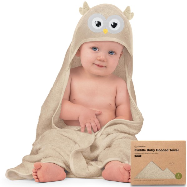 KeaBabies Baby Hooded Towel - Viscose Derived from Bamboo Baby Towel, Toddler Bath Towel, Infant Towels, Large Hooded Towel, Organic Baby Towels with Hood for Girls, Babies, Newborn Boys (Owl)