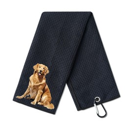 CybGene Golden Retriever Gifts Golf Towel, Gifts for Golden Retriever Lovers, 40 x 60cm Microfiber Golf Towel for Golf Bags for Birthday, Christmas