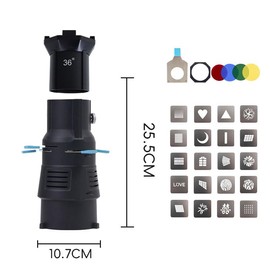 Bowens Mount 36°Lens Spotlight Conical Optical Snoot kit,Photography Studio Lighting Projector Accessory with 20 Gobos,4 Color Filters for Aputure Amaran 100DS/XS 200XS/DS 300C/DII/X 60D/XS