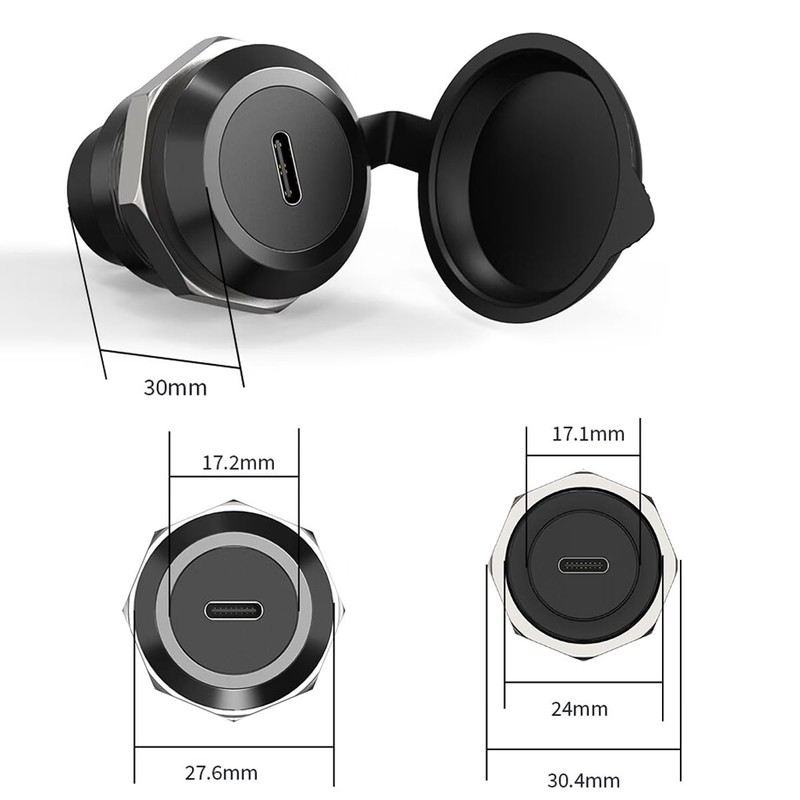 Greluma USB 3.1 Type C Coupler for Panel Mounting, Female