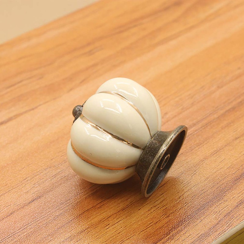 ESreake Yusheng 5 Pack Yellow Vintage Ceramic Pumpkin Cabinet Knobs