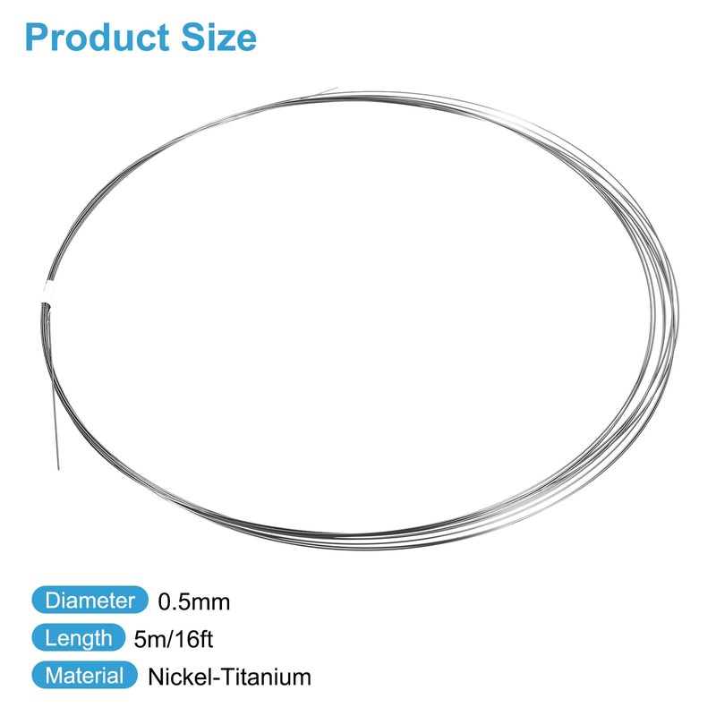 sourcing map 16 Feet Nitinol Wire, 1 Pcs 0.5mm Super