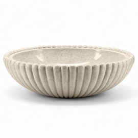 Richtmall Large Resin Decorative Bowl 12 Inch, Fruit Bowl Sandstone Ruffle Key Bowl for Coffee Table Shallow Centerpiece Bowl Catch All Bowl for Kitchen Counter, Entryway, Living Room