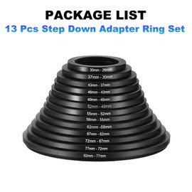 PATIKIL 13pcs Step Down Ring, Camera Lens Filter Adapter Ring Aluminum Filter Ring Adapter Set for Camera Lens Hood, 82mm-77mm, 77mm-72mm, 72mm-67mm