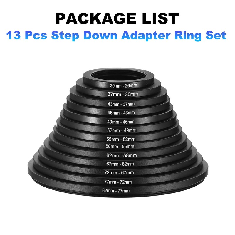 PATIKIL 13pcs Step Down Ring, Camera Lens Filter Adapter Ring