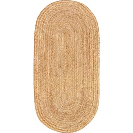 MDS Pack of 1 Handwoven Braided Jute Area Rug 2x8 feet Oval - 100% Natural Burlap Reversible Accent Rugs for Home Decor, Living Room, Doormat, Kitchen, Entryway Rug, Rustic, Farmhouse (2'x8')