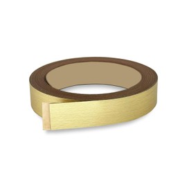 Brushed Gold PVC 3/4 inch x 25 ft Edge Banding Peel Stick Tape Adhesive Metal Edging Veneer Aluminum Trim Flexible Strip Molding MDF Wood Cabinet Laminate Shelf Furniture Countertop Formica Plywood
