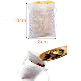 YFFSFDC Disposable Tea Bags, Non-Woven Drawstring Bags, Storage Bags, Filters, For Loose Leaf Tea & Coffee, Tea, Green Tea & Barley Tea, 3.1 x 3.9 inches (8 x 10 cm), Pack of 100