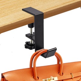 Purse Hook Holder for Table Purse Hanger Bag Backpack Hook for Desk Women's Handbag Hangers, Metal Adjustable Arm Clamp-on Under Desk Hooks for Hanging